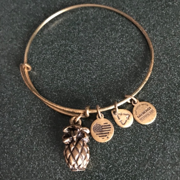 Alex and Ani Expandable Wire Bracelet Pineapple Charm - Picture 7 of 13